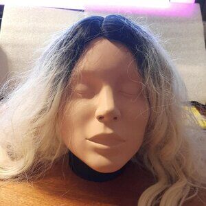 NEW ! Women Long Wig 20 Inch Curly Wavy Black/Light Blonde